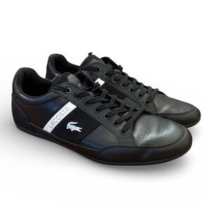 Lacoste Chaymon Black Leather & Suede Sneaker Shoe 07212 Casual Preppy US9/EU42